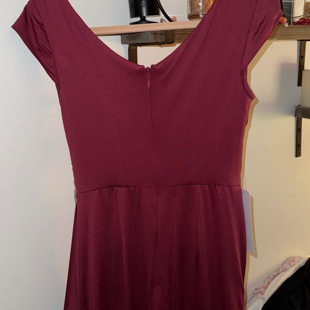 Azazie Burgundy Gown with Elegant Design - Picture 4 of 7
